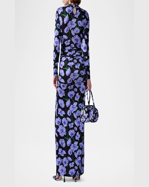 Twisted-Neck Long-Sleeve Gown