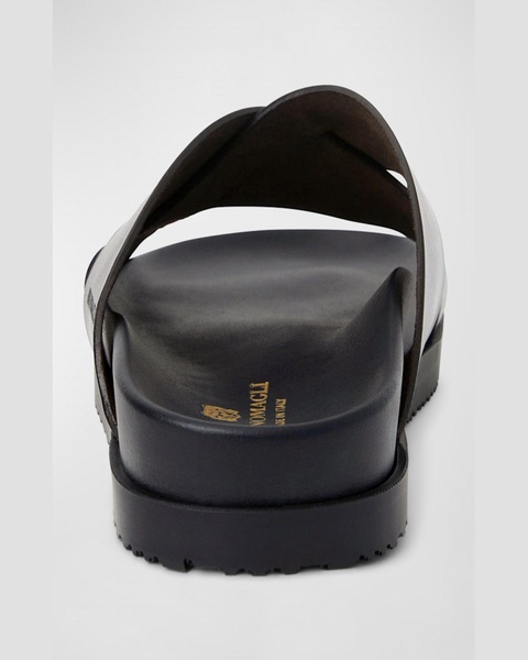 Men's Bologna Leather Crisscross Slide Sandals