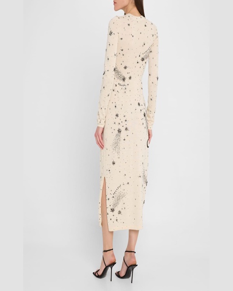 Ellima Bead Embroidered Long-Sleeve Midi Dress