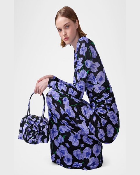 Twisted-Neck Long-Sleeve Gown