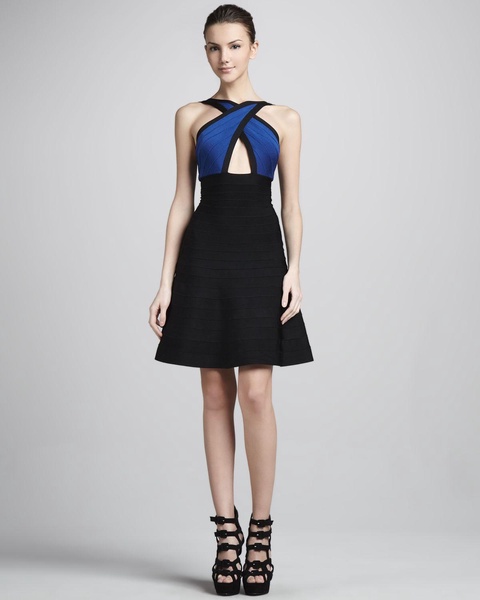 Beaded Deep V-Neck Column Gown