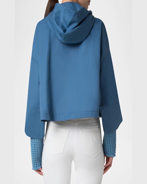 Bracelet-Sleeve Cotton Gabardine Hooded Car Coat
