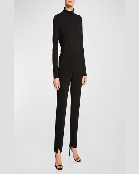 Crepe Marocain Ankle Pants, Caviar
