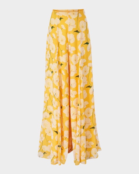 Flower Silk Wide-Leg Palazzo Pants
