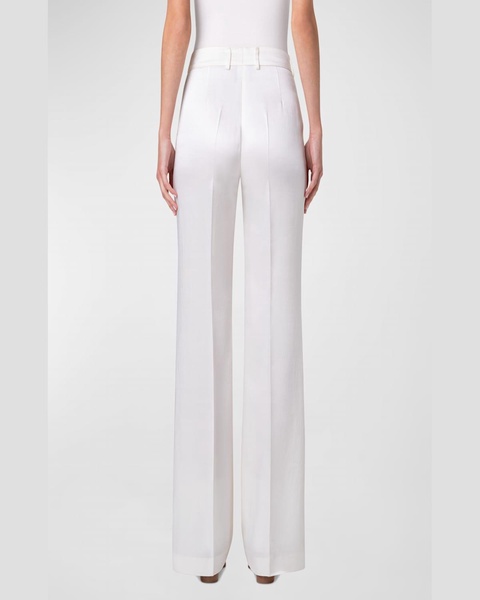 Florine Wool Satin Wide-Leg Pants