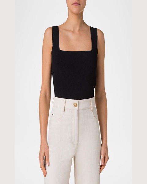 Square-Neck Viscose Stretch Rib Tank Top