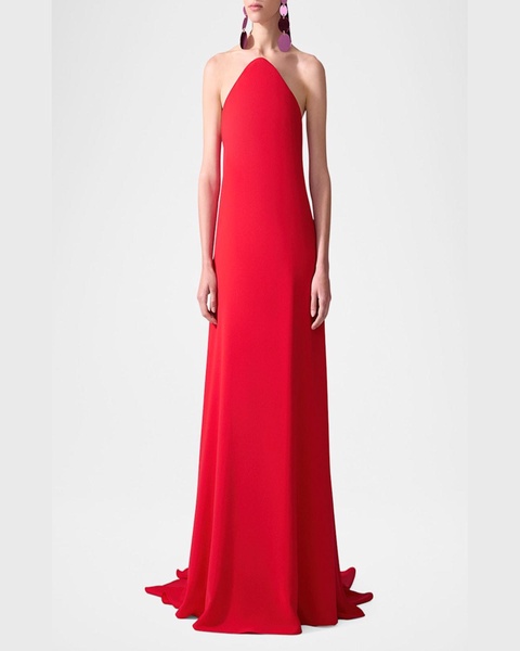 Strapless Curved Neckline Fluid Gown