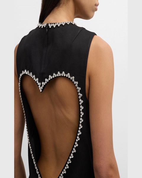 Crystal Heart Backless Mini Dress