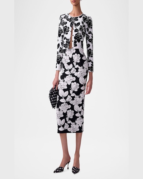 Flower Midi Pencil Skirt