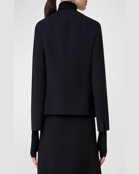 Double-Face Wool Winter Jacket with Gold-Tone Buttons