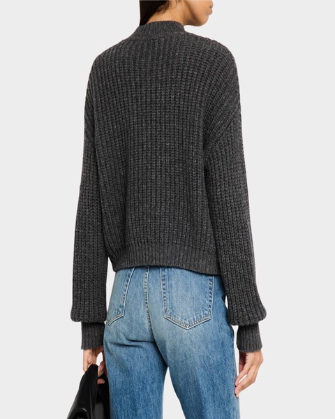 Ribbed Mock-Neck Fisherman Sweater