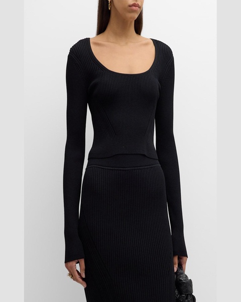Hazel Ribbed Scoop-Neck Top