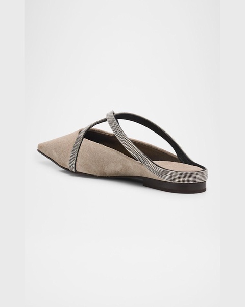Monili Crisscross Suede Mule Flats