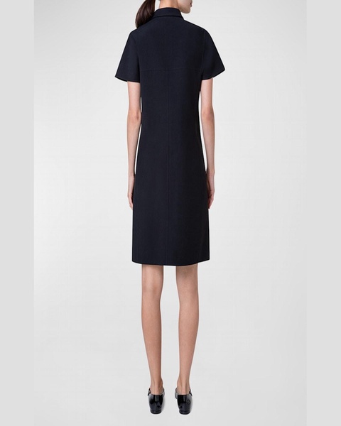 Cotton Silk Button-Front Polo Dress