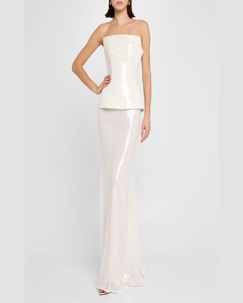 Strapless Longline Corset Sequin Gown