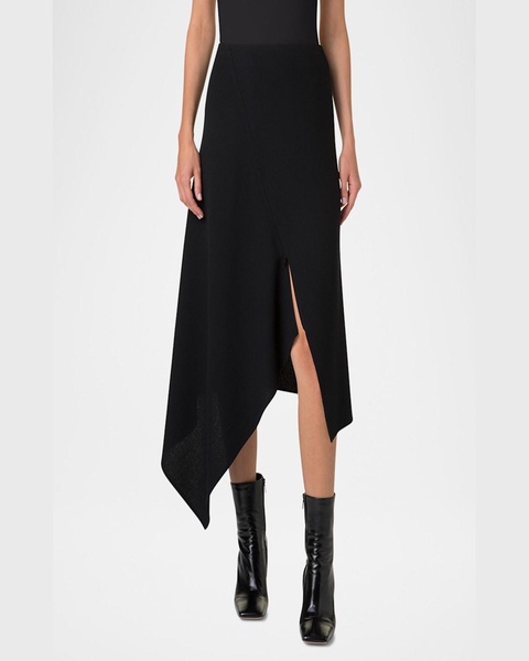 Asymmetric Techno Neoprene Midi Skirt