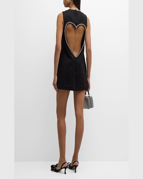 Crystal Heart Backless Mini Dress