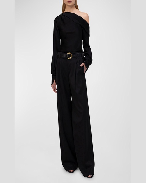 Alice Draped Satin One-Shoulder Top