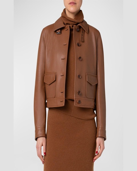 Nappa Leather Short Bomber Jacket