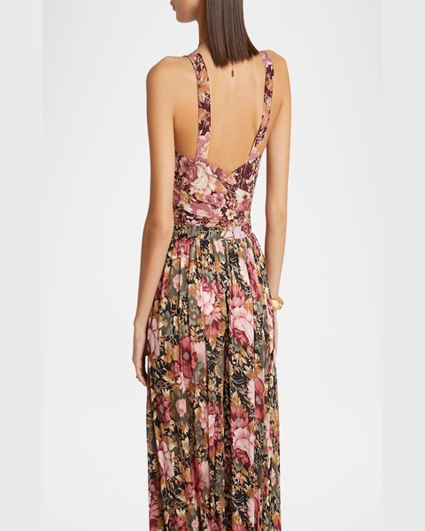 Rose Print Cropped Silk Top