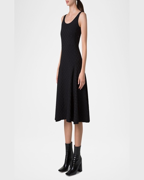 Trapezoid Jacquard Sleeveless Dress