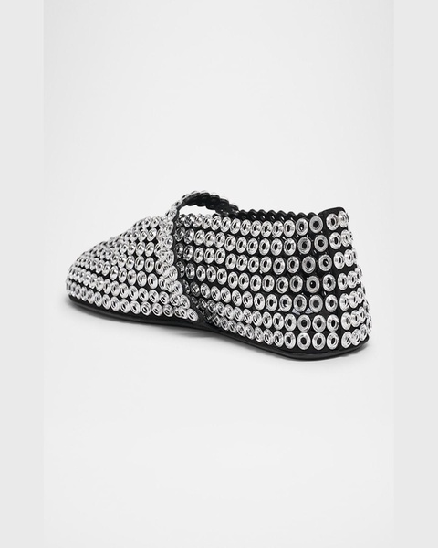 Studded Suede Mesh Mary Jane Flats