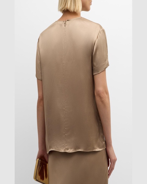 Crewneck Viscose Satin Top