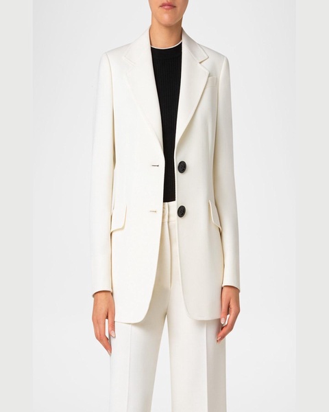 Single-Breasted Wool Gabardine Captain Blazer Jacket