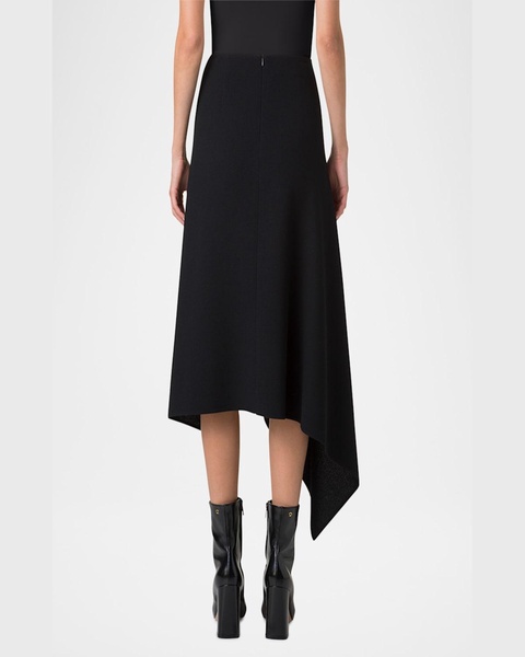 Asymmetric Techno Neoprene Midi Skirt