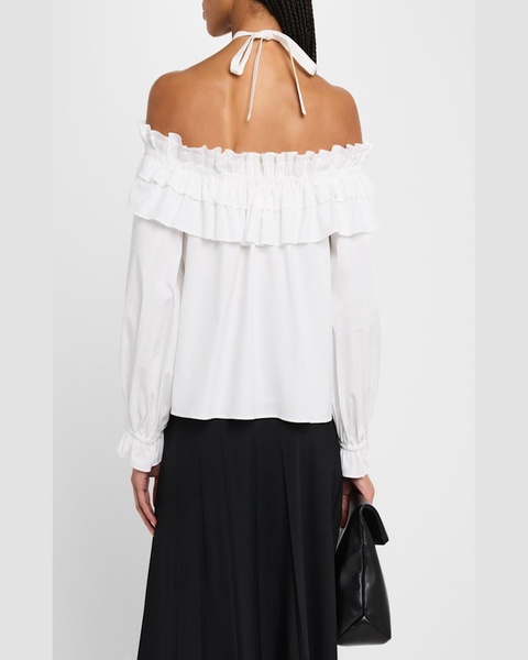Flower Halter Cold-Shoulder Top