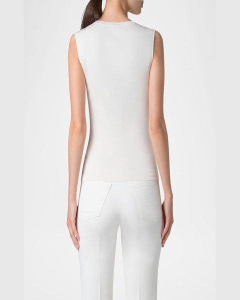 Sleeveless Fitted Silk Stretch Knit Top