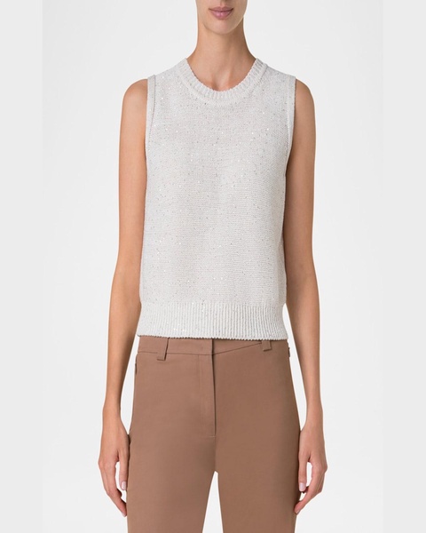 Micro Sequined Knit Sleeveless Sweater