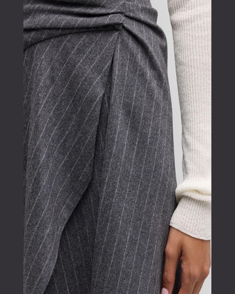 Clara Pinstripe Midi Wrap Skirt