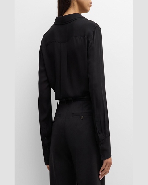 Button-Down Double Georgette Blouse