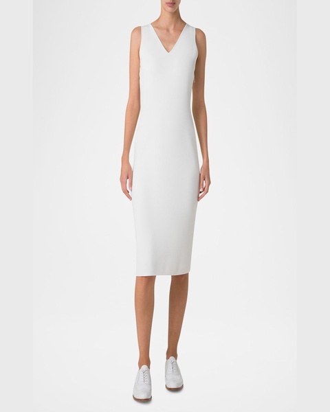 V-Neck Sleeveless Knit Midi Dress
