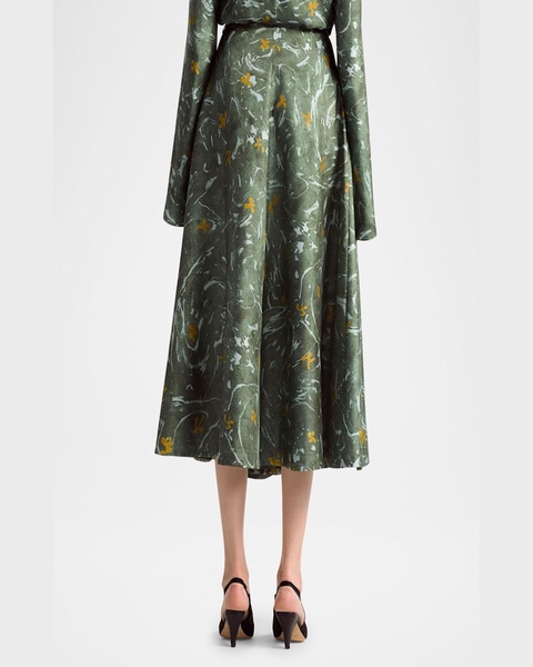 Varda Printed Silk Midi Skirt