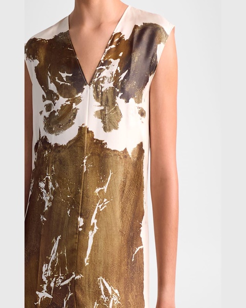 Cherie Long Printed Silk Dress