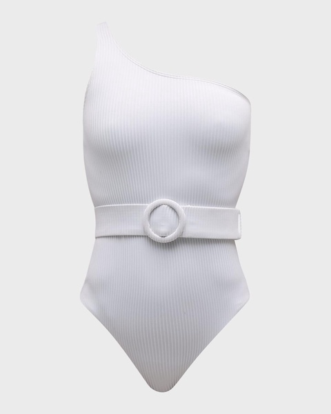 Davina Asymmetric Belted One-Piece Swimsuit