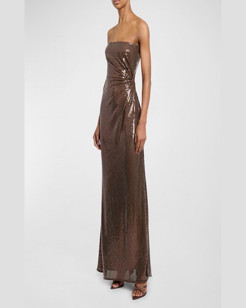 Strapless Sequin Twist Gown