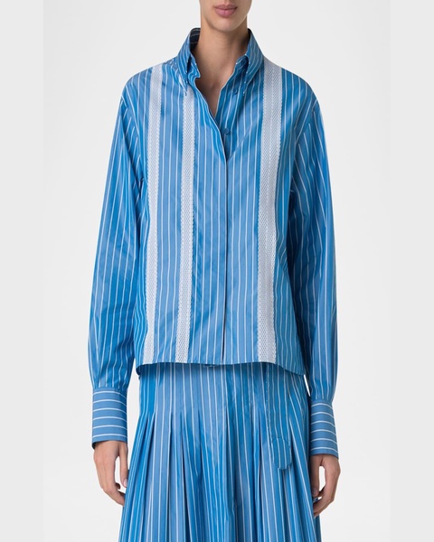 Striped Cotton Poplin Button-Down Shirt