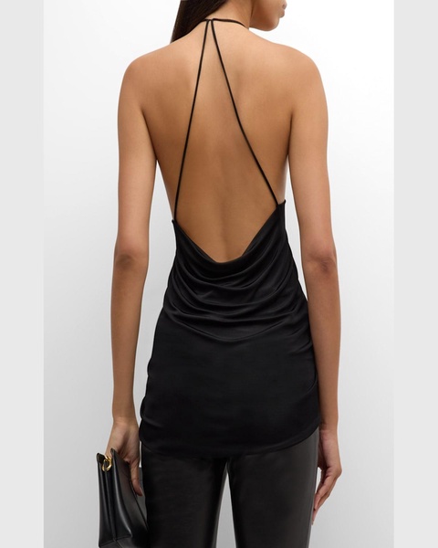 Plunging Cowl Backless Stretch Jersey Tank Top