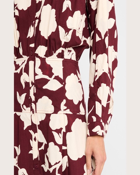Pietra Pleated Floral-Print Maxi Shirtdress
