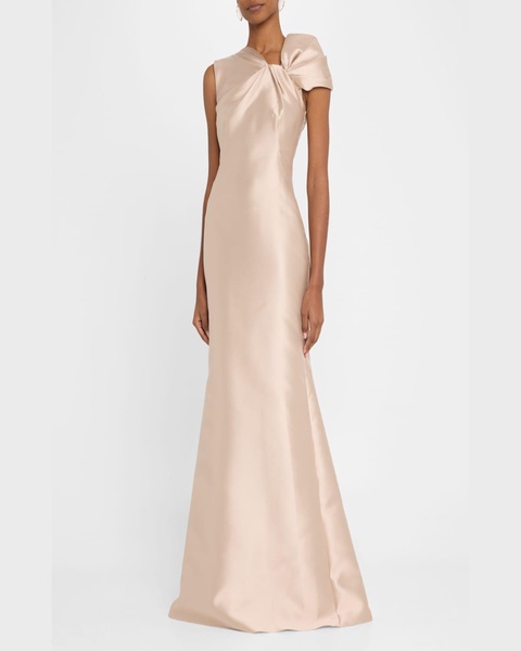 Twisted Shoulder Mikado Mermaid Gown