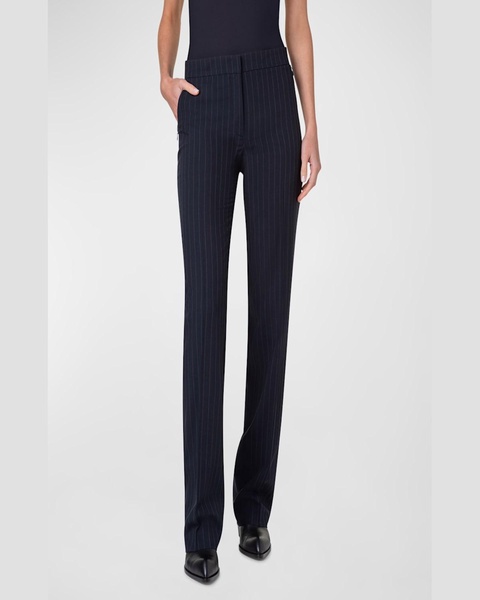 Carl Pinstripe Straight-Leg Crepe Pants