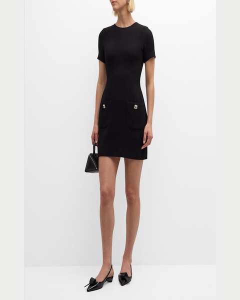 Flynn Crystal-Button Wool Crepe Mini Dress