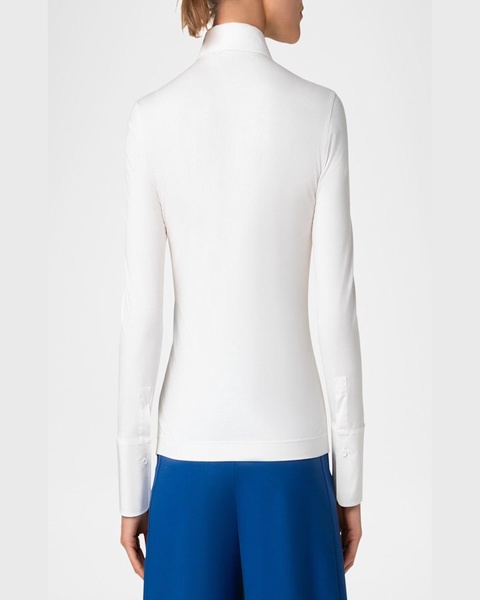 Mixed-Media Button-Down Blouse