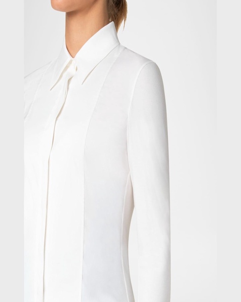 Mixed-Media Button-Down Blouse