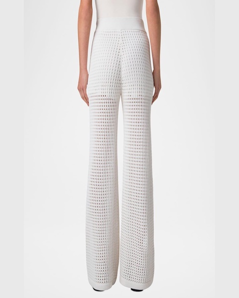 Chunky Cotton Crochet Knit Straight-Leg Pants