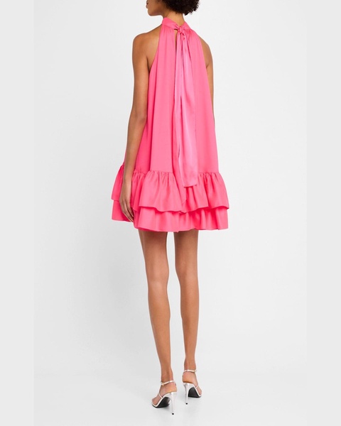 Erna Tie-Neck Halter Mini Dress