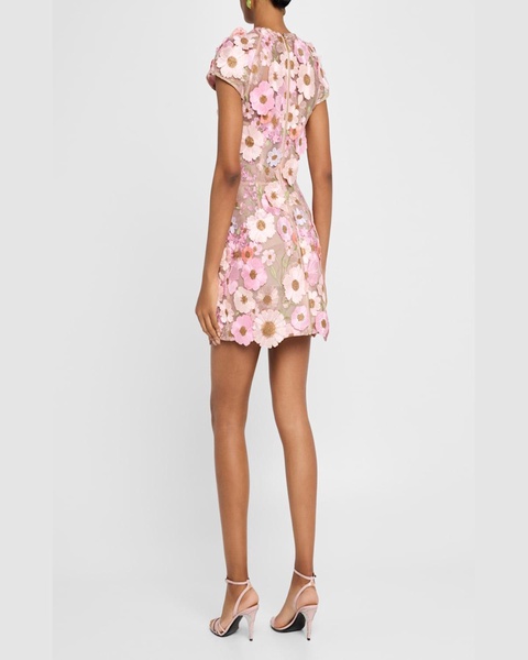 Jasmine Embroidered Floral Applique Mini Dress